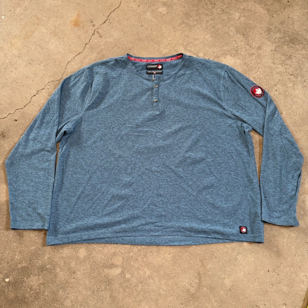 Canada Weathergear Henley Mens XXL Blue Long Sleeve Space Dye CWG867K1962